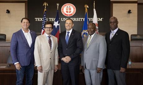 FBI Operations Director of the Criminal and Cyber Branch, B. Chad Yarbrough; U.S. Congressman Jodey Arrington; Texas Tech University (TTU) President Lawrence Schovanec, Ph.D.; Angelo State University (ASU) President Ronnie Hawkins; and TTU System Vice Chancellor of Innovation & Collaboration Stephen Bayne, Ph.D.