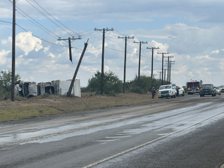 A rollover crash in Grape Creek on Thursday knocked out a utility pole and resulted in the driver being taken to the hospital.