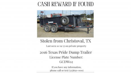 Stolen Dump Trailer from Christoval