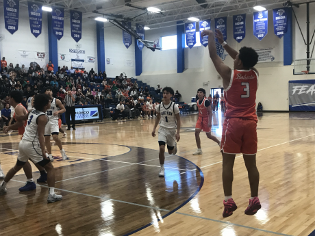 San Angelo Central's Trey Allen fires a 3-pointer in the Bobcats' win over the Lake View Chiefs in the championship game of the Doug McCutchen Tournament on Saturday, Dec. 6, 2025.
