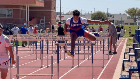 Athletes compete in the 110 hurdles during the 66th annual San Angelo Relays on Friday, March 13, 2026.