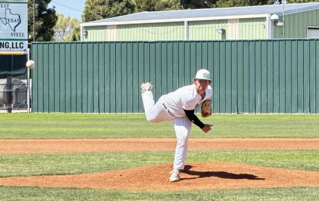 Wall Hawks' Reid Ballard on the mound against Grape Creek 2026