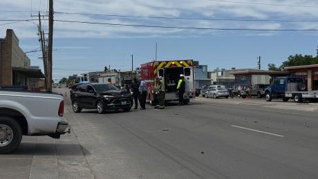A two-vehicle crash on North Chadbourne Street on Monday resulted in a woman being taken to the hospital.