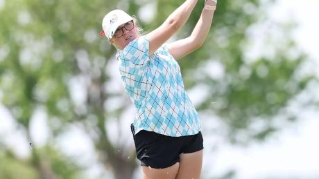 Angelo State's Beth Norton swings during the Lone Star Conference Championships on Tuesday, April 14, 2026.