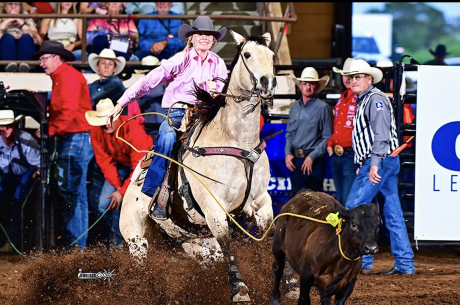 Hawley's Megan Powell had the top time in the second round of breakaway roping Friday at the San Angelo Rodeo.