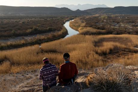 Visitors at Texas' Big Bend National Park look toward the Rio Grande separating Mexico and the United States on Feb. 22, 2025.