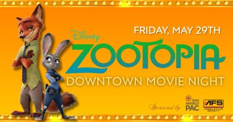 Downtown Movie Night in San Angelo will begin its 2026 summer season May 29 at a new indoor venue with the film “Zootopia.”