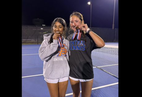 The girls doubles team of Adithi Podaralla and Hannah Hartin earned San Angelo Central its first state tennis qualifier in 11 years.