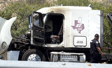 A semi-truck caught fire on U.S. 87 on Thursday, July 23