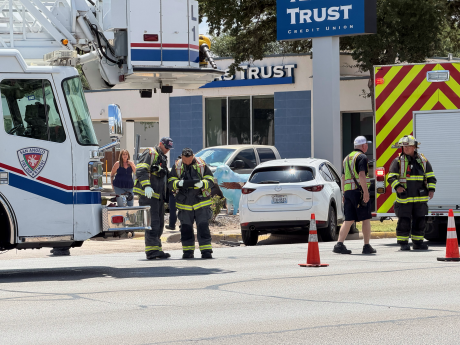 A crash Tuesday afternoon backed up traffic at a busy San Angelo intersection during lunch hour.