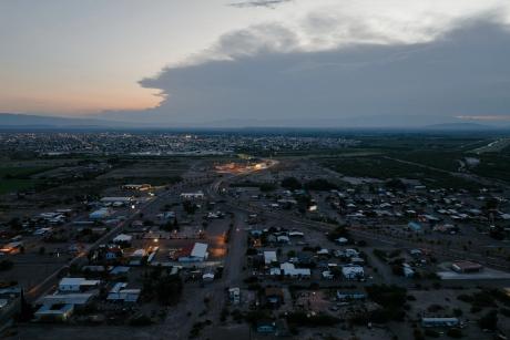 Aerial view of Presidio on the U.S.-Mexico border. U.S. Customs and Border Protection has plans to a build border wall in this remote region of border, despite opposition from locals. 