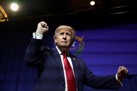U.S. President Donald Trump gestures after delivering remarks at Red Rock Casino Resort Spa in Las Vegas, Nevada on Aug. 5, 2026.