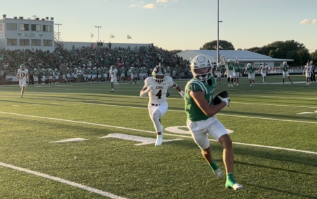 Wall's Evan Boehle scored on a touchdown pass from Gunner King in the Hawks' win over Ozona on Friday, Sept. 18, 2026.