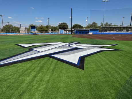 The artificial turfed girl's softball diamond located north of the Lake View High School campus building is already complete as of Oct. 9, 2026. 