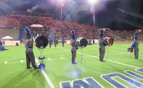 The San Angelo Lake View High School band competes during the 2025 Concho Classic Marching Festival at San Angelo Stadium.