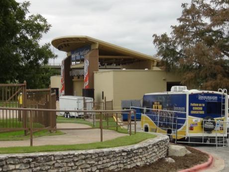 The River Stage being prepared by the city for Friday's free concert (LIVE! photo by Cheyenne Benson)