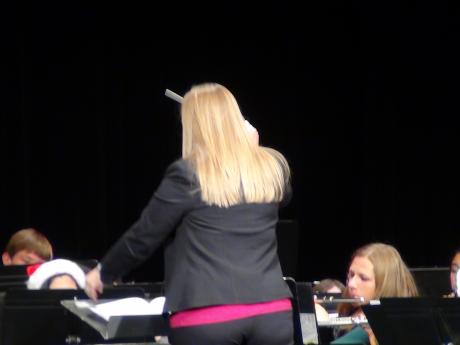 Sarah Clark directs the Freshman Band (LIVE! photo by Cheyenne Benson)