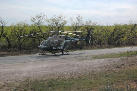 Airmed 1 transports the victim to Shannon Medical Center on Apr. 18, 2014. (LIVE! Photo/Joe Hyde)