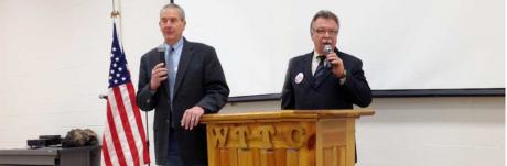 Tom Green County Judge Steve Floyd and challenger Richard Easingwood face off for the first time for the San Angelo Republican Primary fight Jan. 28, 2014. (LIVE! Photo/Joe Hyde)