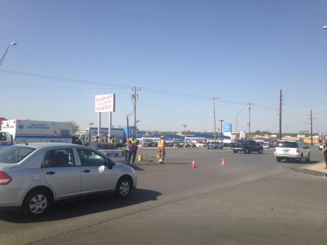 Crash scene at Sherwood Way and Applebee's on May 12, 2014. (LIVE! Photo/Chelsea Schmid)