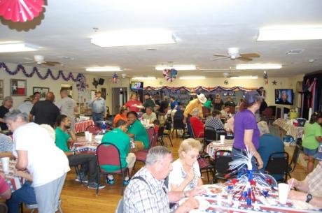 The Elks Lodge at the corner of Avenue Q and Chadbourne Street was packed with veterans and their families for free BBQ lunch. (LIVE! Photo/Joe Hyde)