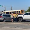 A five-vehicle crash at a busy intersection caused a traffic headache Friday morning.