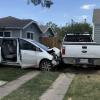 A driver that was reportedly “swerving all over” Abe Street on Wednesday, before leaving the roadway and hitting two parked vehicles, was apparently suffering a medical emergency.