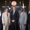 FBI Operations Director of the Criminal and Cyber Branch, B. Chad Yarbrough; U.S. Congressman Jodey Arrington; Texas Tech University (TTU) President Lawrence Schovanec, Ph.D.; Angelo State University (ASU) President Ronnie Hawkins; and TTU System Vice Chancellor of Innovation & Collaboration Stephen Bayne, Ph.D.