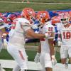 The Central Bocbats celebrate a touchdown in the 'Cats big win over Waco 2025