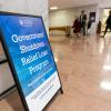 A sign advertises a government shutdown relief loan program outside the United States Senate Federal Credit Union branch office in the Hart Senate Office Building in Washington on Tuesday, Sept. 30, 2025.