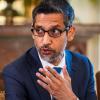 Google CEO Sundar Pichai attends a White House Task Force on AI Education in the East Room of the White House in Washington on Sept. 4, 2025