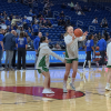 The Wall Lady Hawks warm up before their game against Central Heights in the Class 3A Division II state final Friday, March 6, 2026.