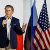 Bo French speaks at a Lone Star Liberty PAC rally at The Angry Elephant in San Antonio on Thursday, May 21, 2025.