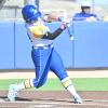 Angelo State's Tatiana Trotter swings during the 2026 softball season.