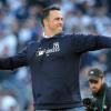 Former New York Yankees first baseman Mark Teixeira throws out the first pitch prior to Game Two of the ALDS between the Yankees and Minnesota Twins at Yankee Stadium on Oct 5, 2019, in the Bronx, New York.