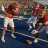 Central's Tucker Beaty does a golf celebration after scoring a touchdown against Abilene High on Friday, Aug. 28, 2026, at San Angelo Stadium.