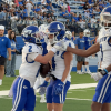 The Lake View Chiefs celebrate a touchdown in their win over Fort Stockton, 2026.