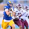 Kegan Stelmazeski breaks away on a catch against West Texas A&M on Saturday, Sept. 19, 2026.