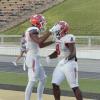 Central Bobcats' Ellis Johnson and Zey Johnson after a Zey touchdown against El Paso Montwood 2026