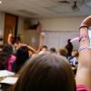 A Nimitz Middle School student raises her hand during class on Sept. 13, 2023 in Odessa.