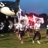 The Water Valley football team runs onto the field before its game at Veribest on Friday, Oct. 30, 2026.