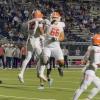Central Bobcats celebrate a touchdown against Midland Greenwood