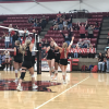 The Ballinger volleyball team celebrates a win over Coleman on Tuesday, Oct. 20, 2026.