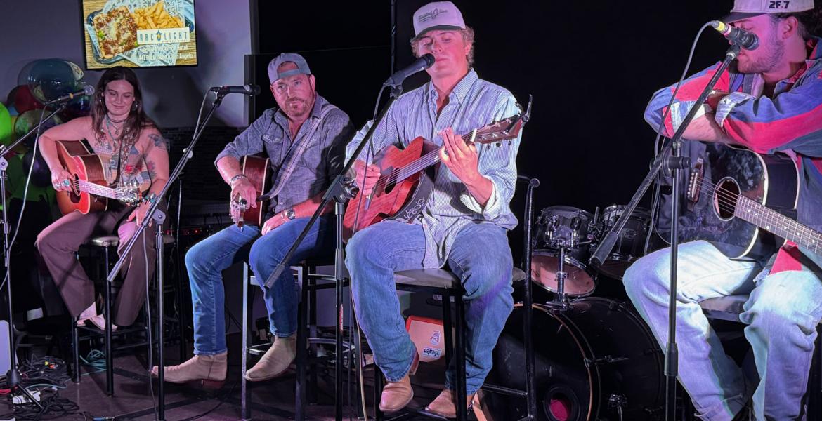 Headliners (L-R) Kat Hasty, Rich O'Toole, Cooper Hamilton (singing), and Sterling Elza. 