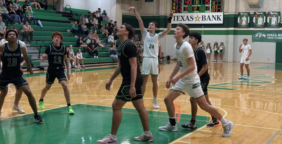 Wall's Jaxson Kirkland (24) shoots a free throw against Grape Creek during the 2026 basketball season.
