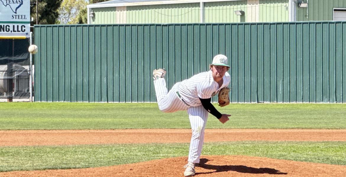 Wall Hawks' Reid Ballard on the mound against Grape Creek 2026