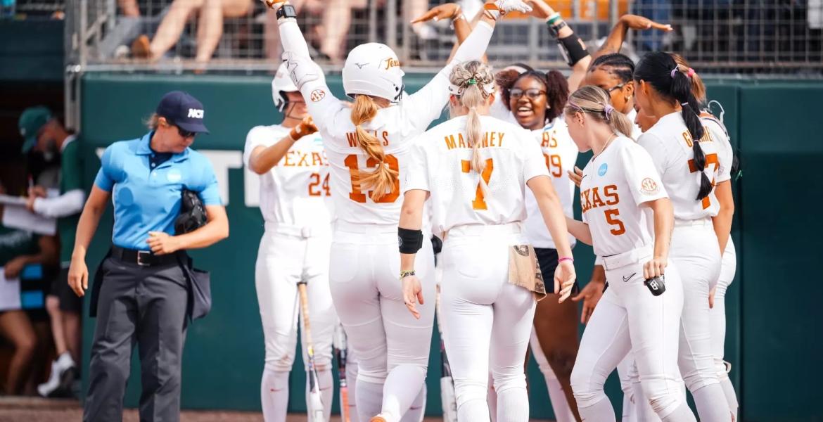 Coahoma's Hannah Wells celebrates after a home run during the 2026 softball season for the University of Texas.