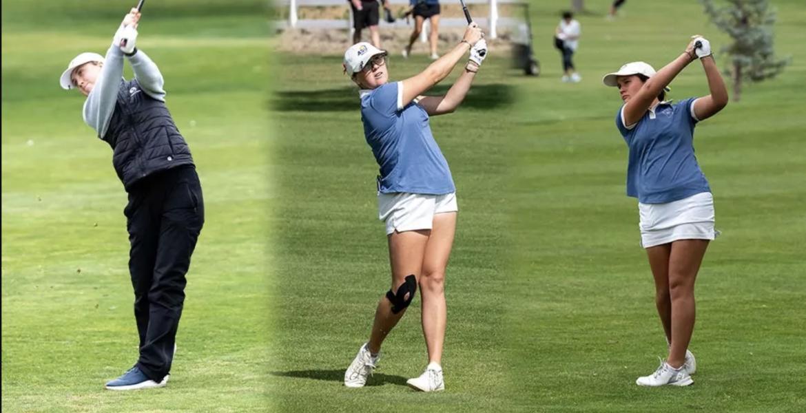 Angelo State Golf's Mia Clarke, Beth Norton, Caitlin Vanderkruk