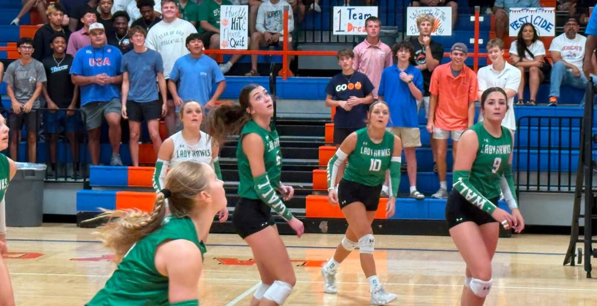 Wall and San Angelo Central battle during the Nita Vannoy Volleyball Tournament final Saturday, Aug. 22, 2026.