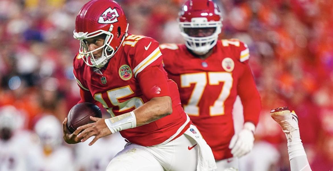 Kansas City Chiefs' Patrick Mahomes in action against the Denver Broncos 2026